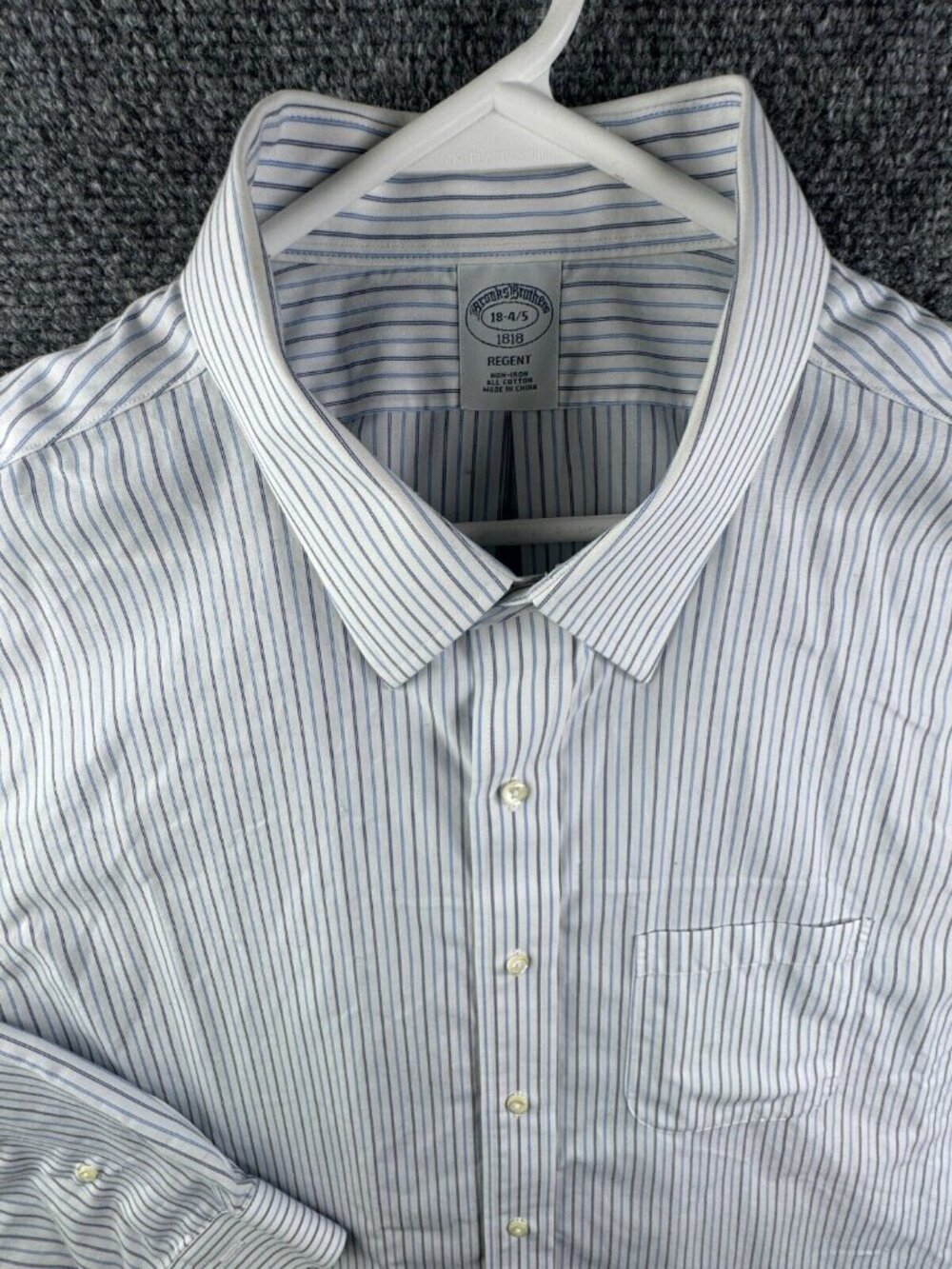 Brooks Brothers Long Sleeved Button Up Shirt 18 34/35 Regent Cotton Striped Blue